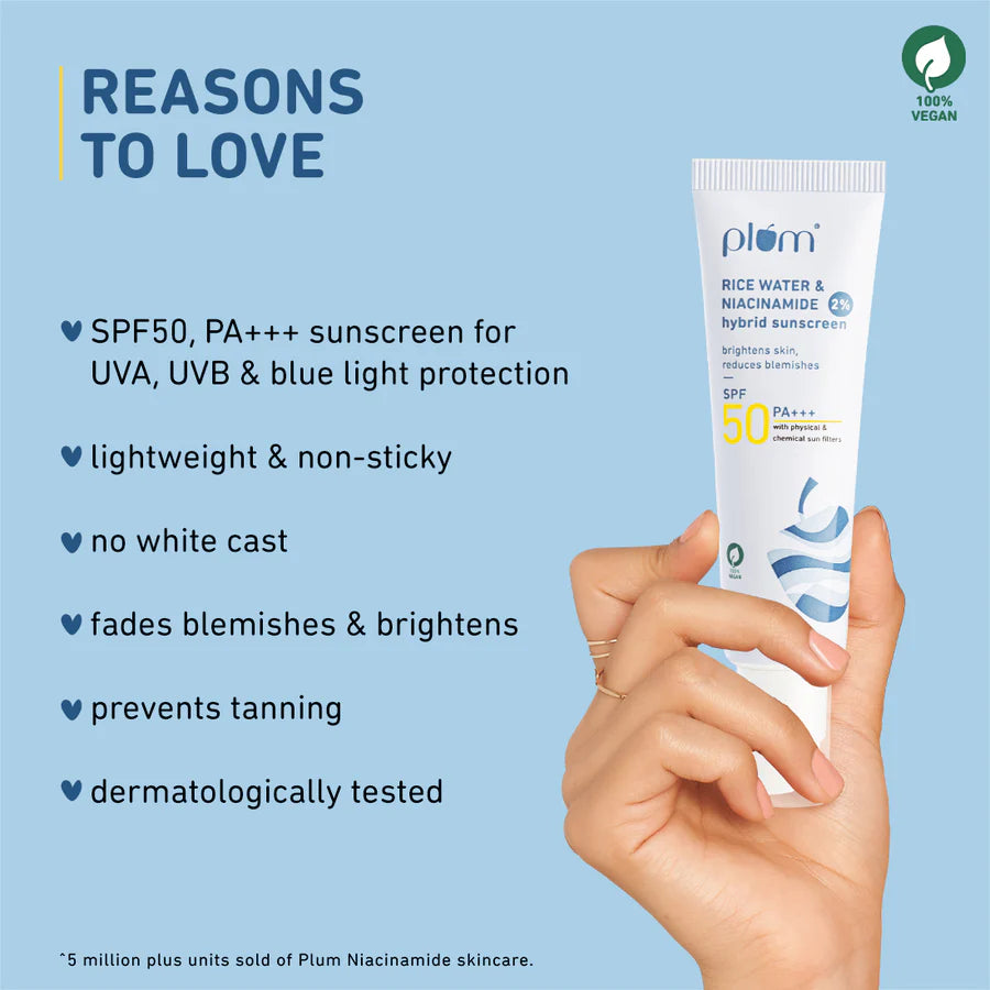 Niacinamide & Rice Water SPF 50 PA+++ Hybrid Sunscreen
