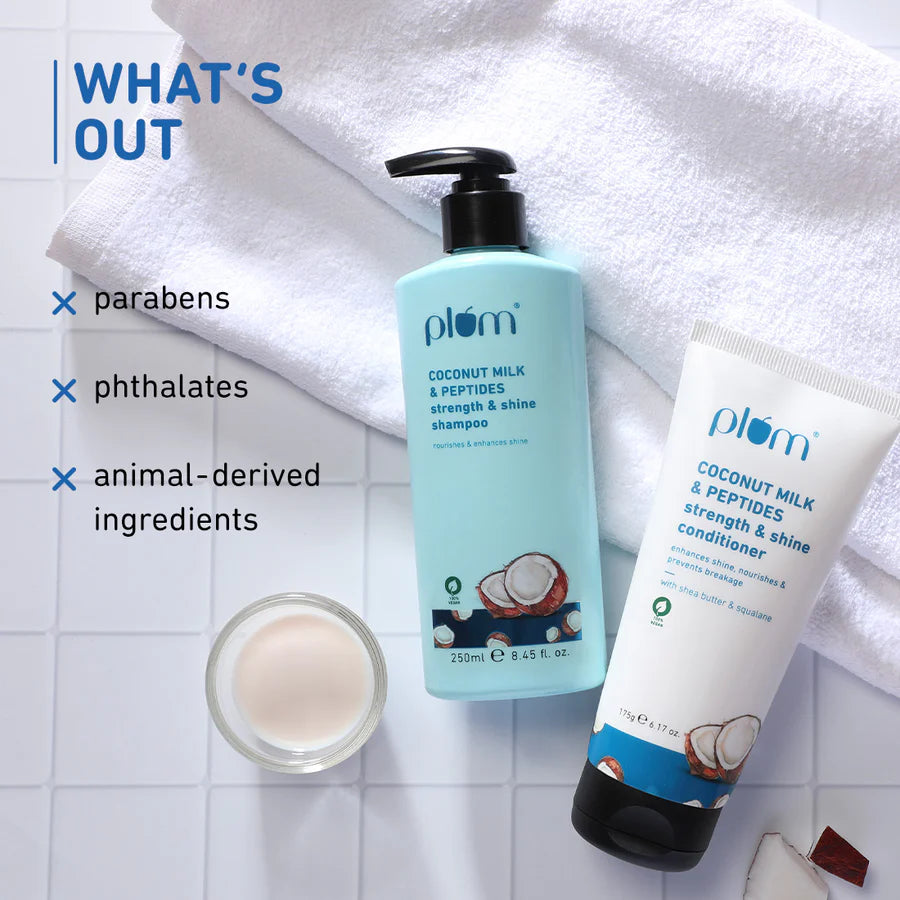 Coconut Milk & Peptides Shiny Hair Combo| Shampoo, Conditioner